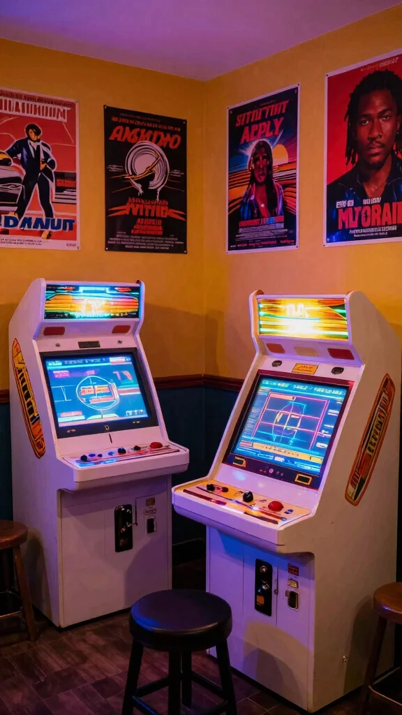 14 Game Room Man Cave Ideas for a Space That's All Yours - 9. Vintage Arcade Game Machines 1