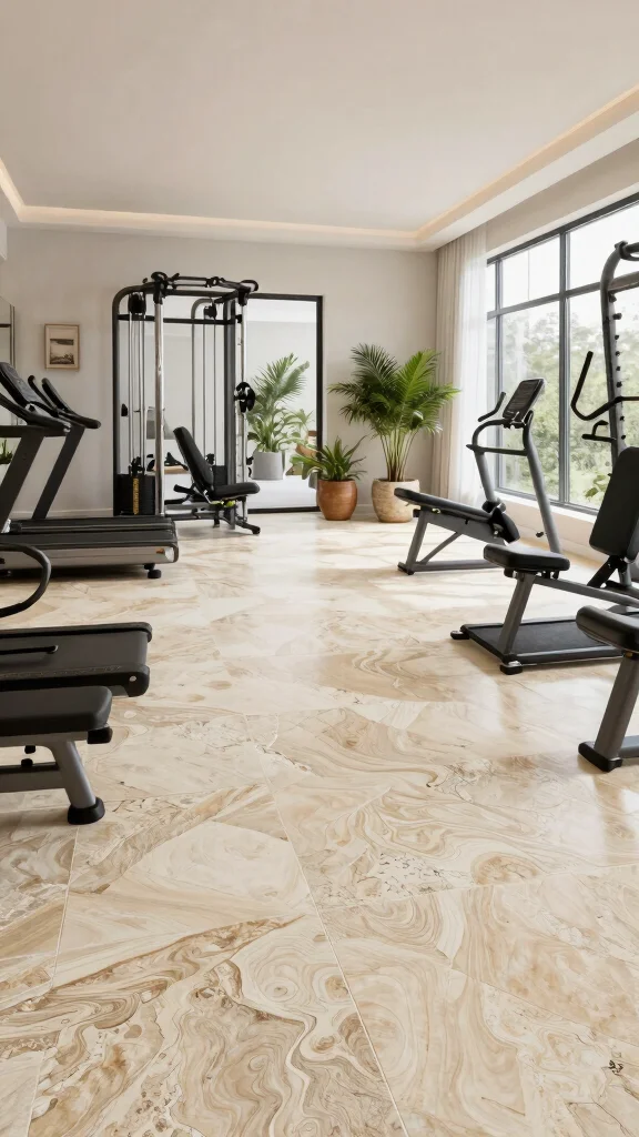 14 Home Gym Flooring Ideas for Every Budget and Workout Style - 13. Natural Stone Flooring 1