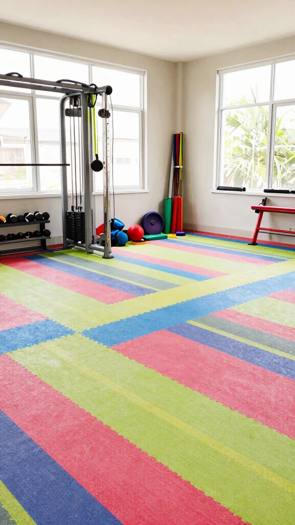 14 Home Gym Flooring Ideas for Every Budget and Workout Style - 7. Linoleum Flooring 1