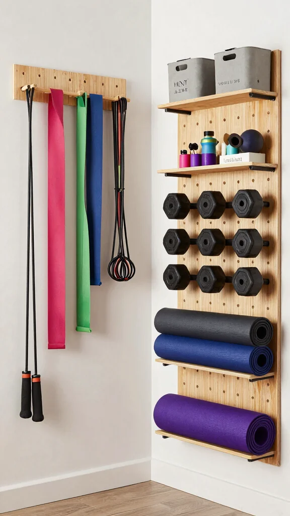 14 Home Gym Ideas on a Budget That Don't Sacrifice Performance - 7. Go for Vertical Storage Solutions 1