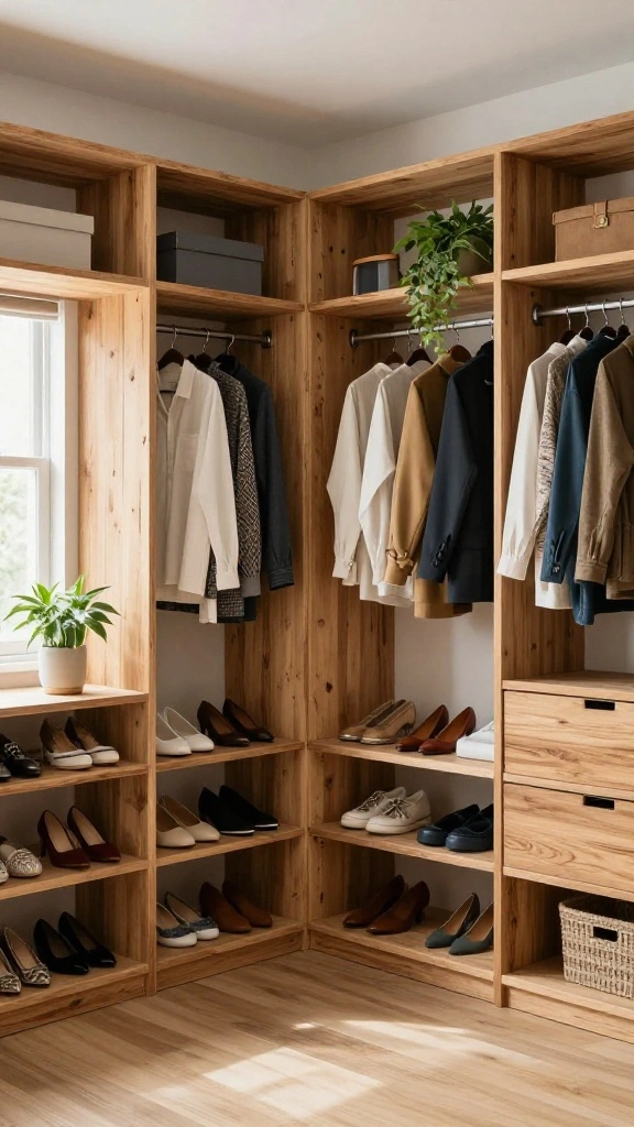 14 Walk-in Closet Makeover Ideas for a Total Transformation - 1. Eco-Friendly Shelving Units 1