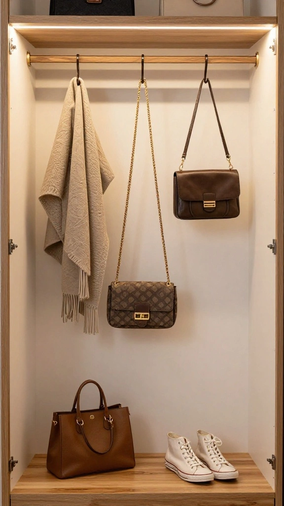 14 Walk-in Closet Makeover Ideas for a Total Transformation - 6. Stylish Hooks and Racks 1