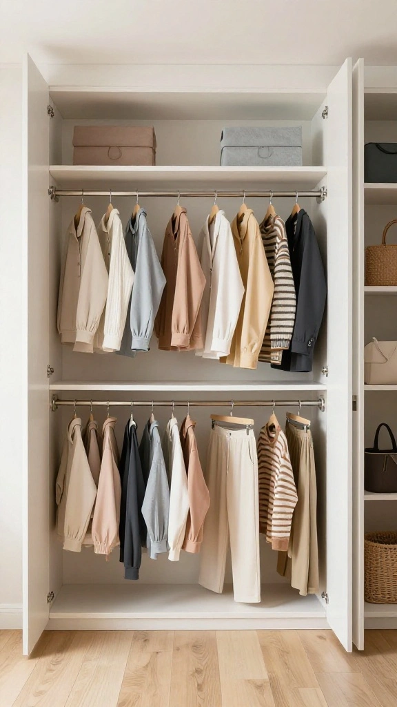 14 Walk-in Closet Makeover Ideas for a Total Transformation - 9. Color Coordination for Calm 1