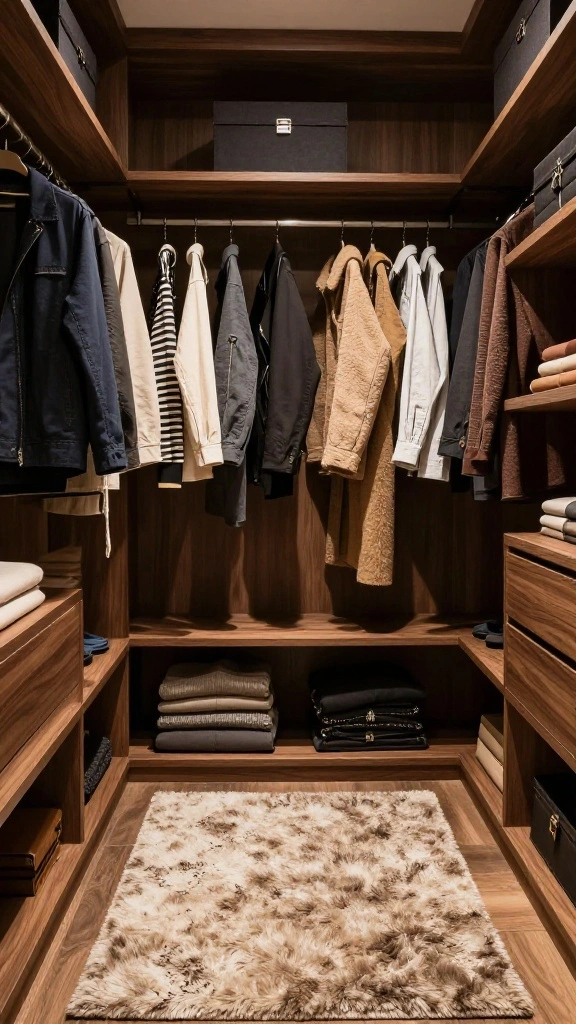 14 Walk-in Closet Organizer Ideas for a Tidy, Functional Space - 11. Layered Textures 1