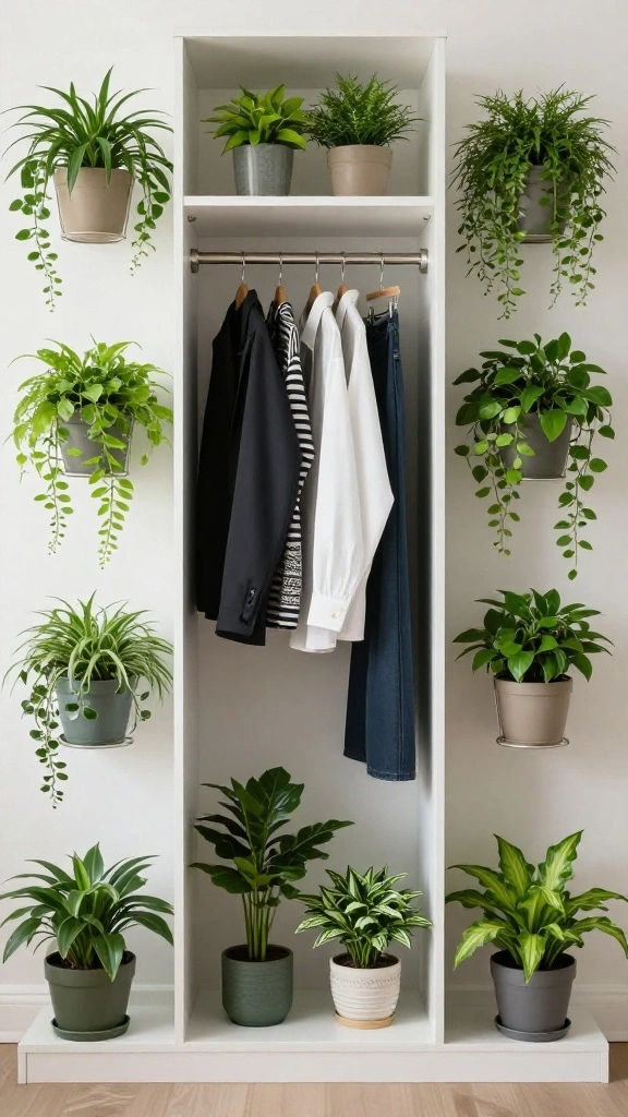 14 Walk-in Closet Organizer Ideas for a Tidy, Functional Space - 13. A Touch of Greenery 1