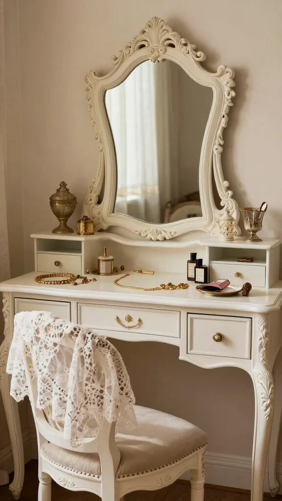 14 Walk-in Closet Vanity Ideas for a Built-in Beauty Moment - 3. Vintage Chic Glamour 1